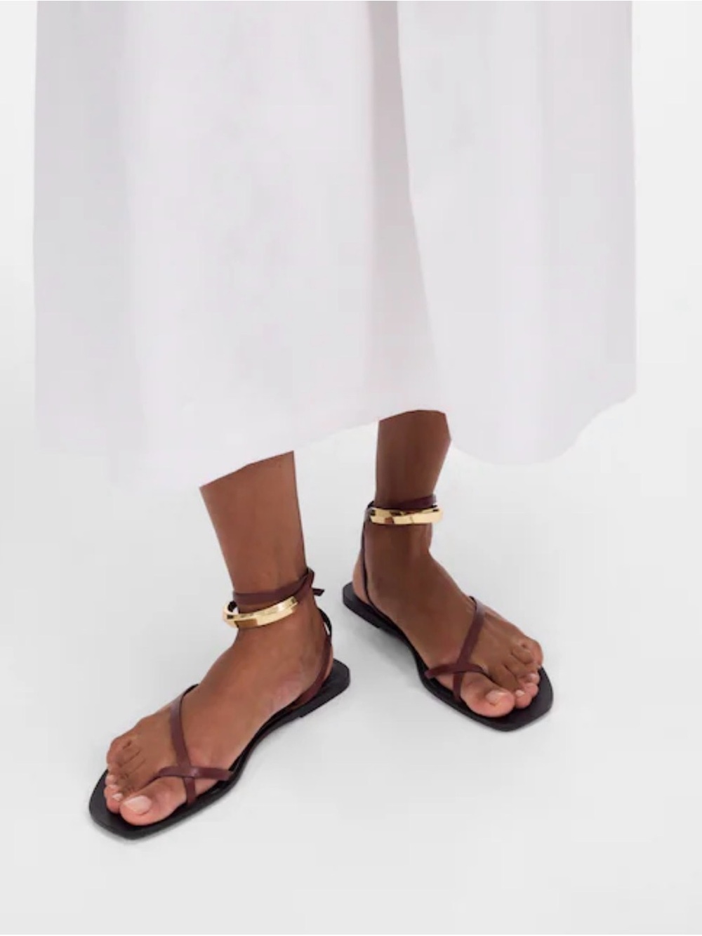 Madewell The Vira Bangle Ankle-Wrap Sandal in Leather Leather Ankle-Strap Flat 8